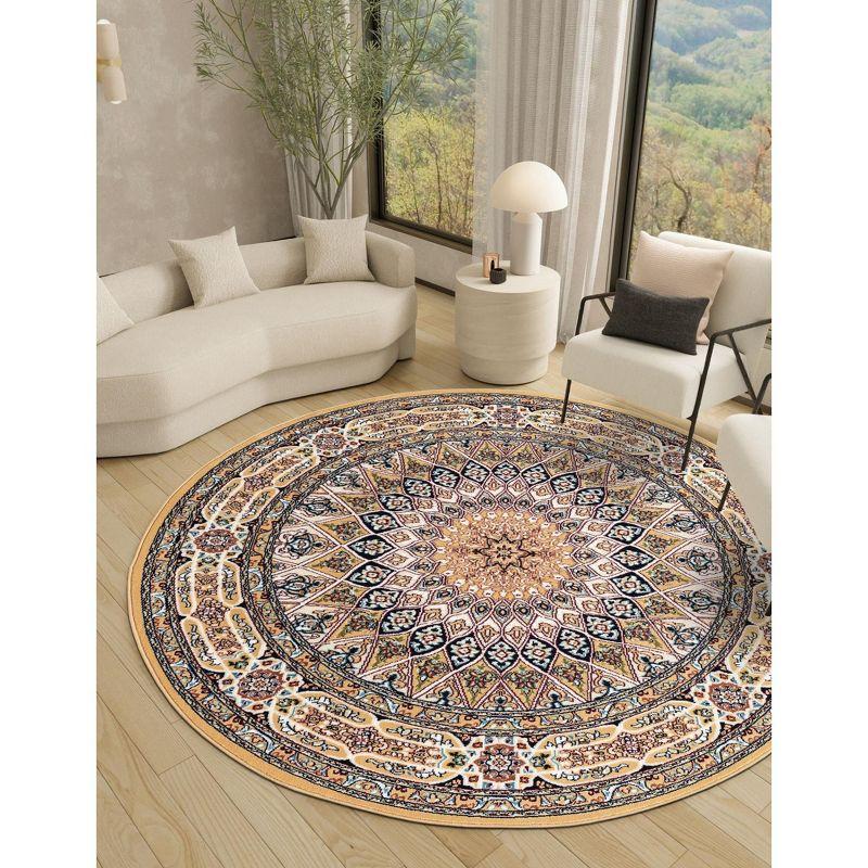 Unique Loom Narenj Collection Area Rug - Adams (5' 1" Round Beige/Blue)