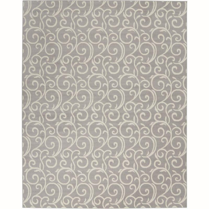 Nourison Grafix 7'10" x 9'10" (8' x 10') Grey Area Rug Bohemian Contemporary Botanical by Nourison