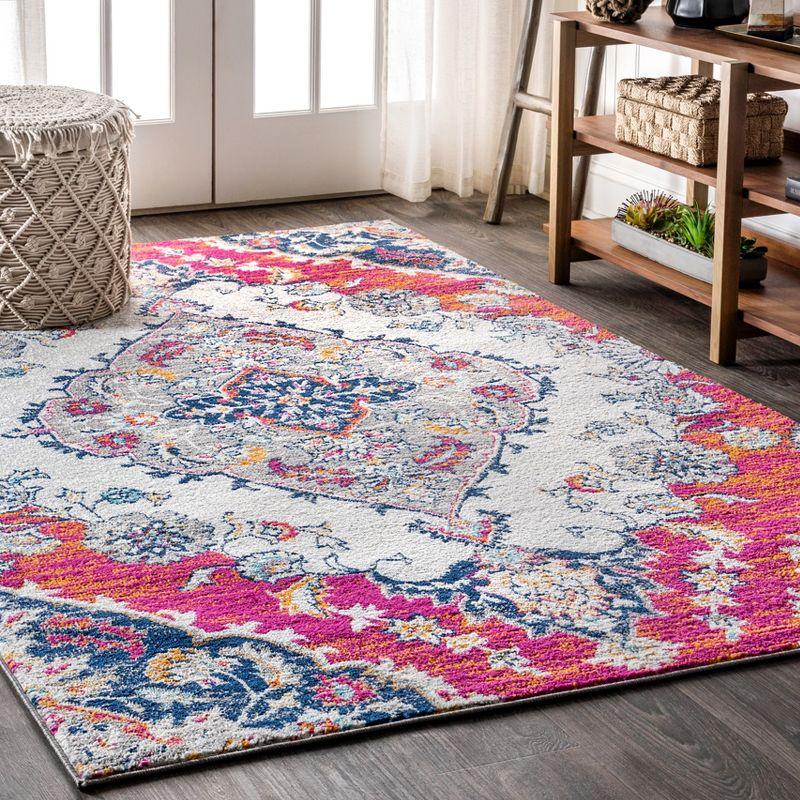 JONATHAN Y Bohemian FLAIR Boho Vintage Medallion Blue/Multi 3 ft. x 5 ft. Area Rug