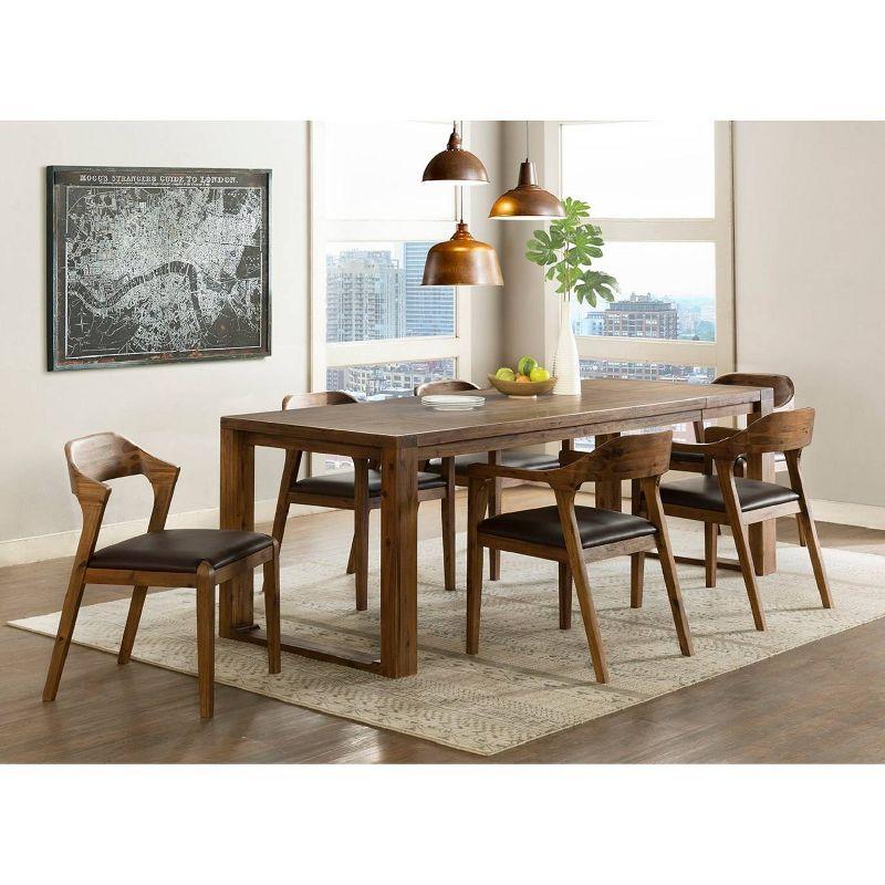 Rasmus Chestnut 7-Piece Extendable Dining Set with Faux Leather Chairs