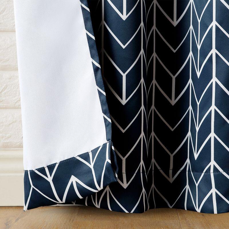 84"x40" Kenwood Chevron Blackout Grommet Top Curtain Panel Navy - Sun Zero: Thermal Insulated, Noise Reduction, Energy Efficient