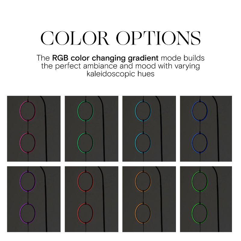 Brightech Nova 74 in. Novelty Industrial 3-Hanging Ring Light LED Standing Floor Lamp with Built-In Color Options