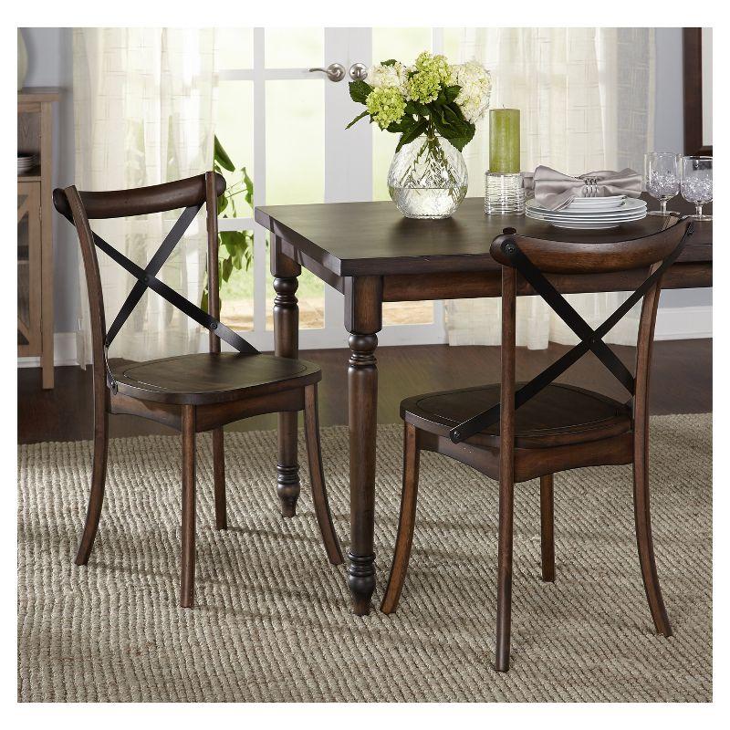 Set of 2 Walnut Cross Back High Dining Chairs