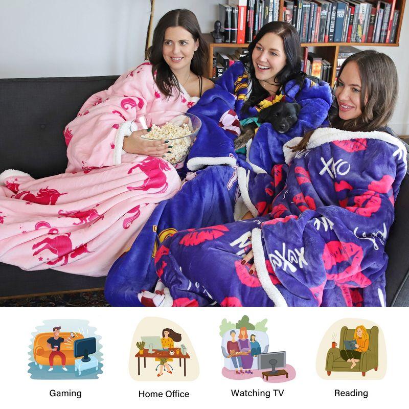 Catalonia Fleece Wearable Blanket with Sleeves Arms, Comfy Sleeved TV Wrap Blanket, Large Snuggly Throw for Women and Men, Gift for Her