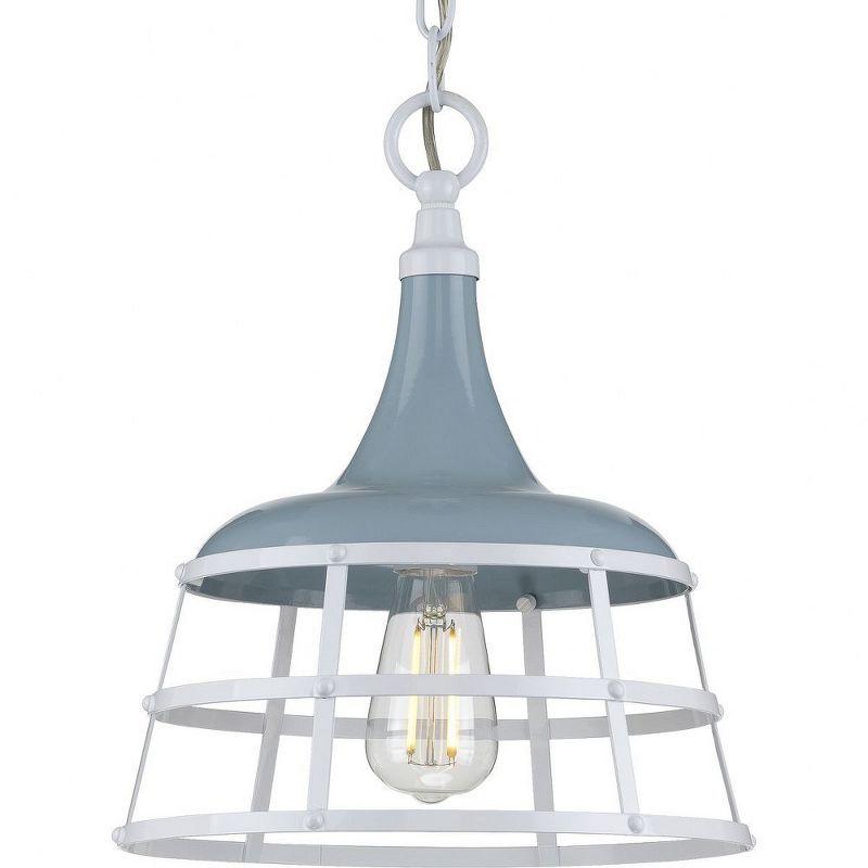 Progress Lighting, Bastille Collection, 1-Light Mini-Pendant, Coastal Blue, Country Basket Shade