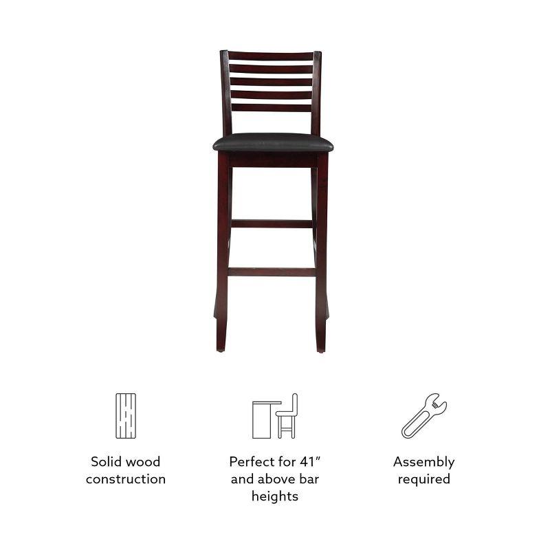 30" Torino Padded Seat Ladder Back Barstool Upholstered Seat - Espresso Wood - Linon