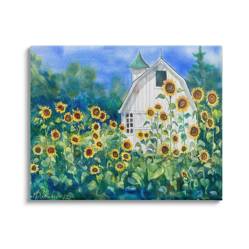 Tall Sunflowers Country Barn Canvas Wall Art By MB Cunningham