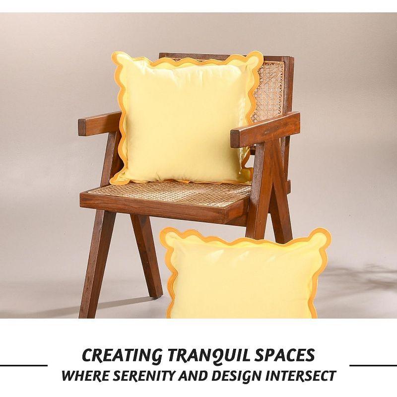 Folkulture Throw Pillow Cover Scallop Embroidery Oasis Set of 2 (18 x 18 Inch) - Lemon Zest