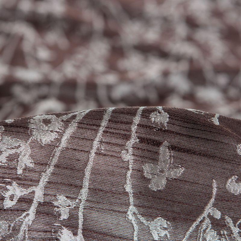 Chanasya 2pk Jacquard Floral Partial Room Darkening Grommet Window Curtain Panels - Set of 2 - 52 x 63 Inches Long - Brown