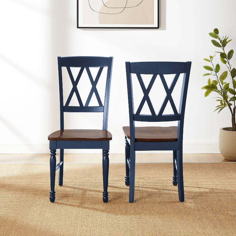 Crosley Shelby 2pc Dining Chair Set Navy: Rubberwood Frame, Armless Design, Traditional Farmhouse Style