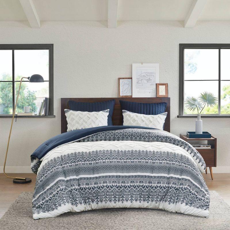 3pc Mila Cotton Comforter Set with Chenille Tufting - Ink+Ivy