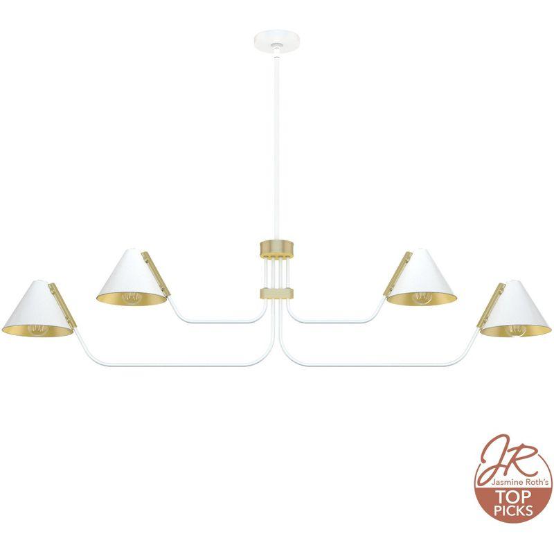 Matte White Mid-Century Inspired 4-Light Geometric Chandelier