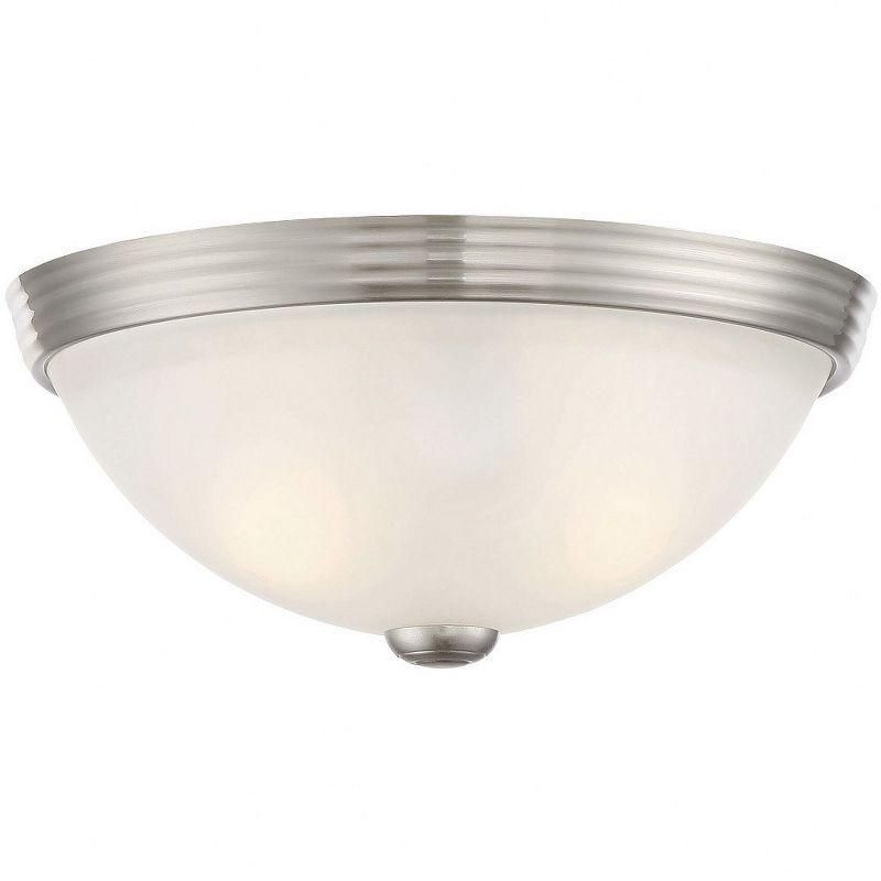 Elegant Satin Nickel 11" Dual LED/Incandescent Bowl Ceiling Flush Mount