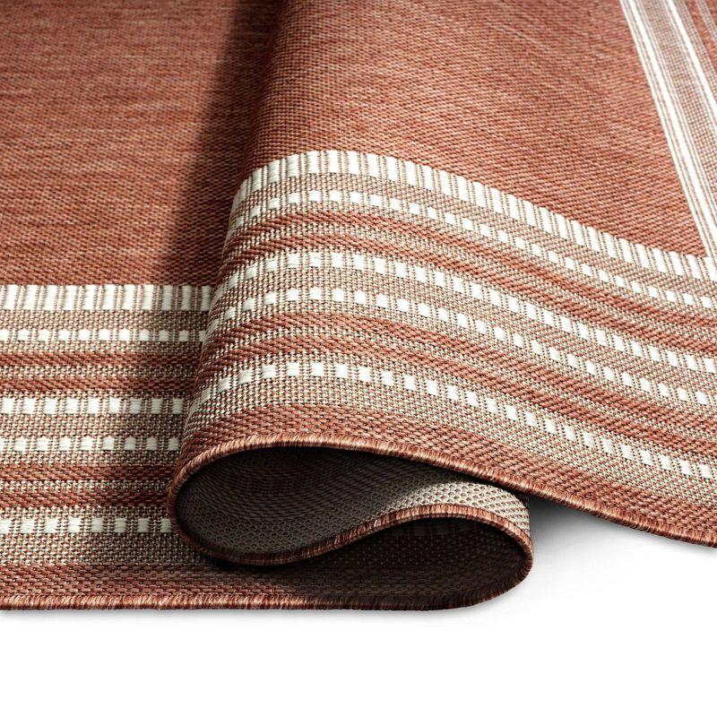 Layla Terracotta/Ivory Striped Synthetic Indoor/Outdoor Rug