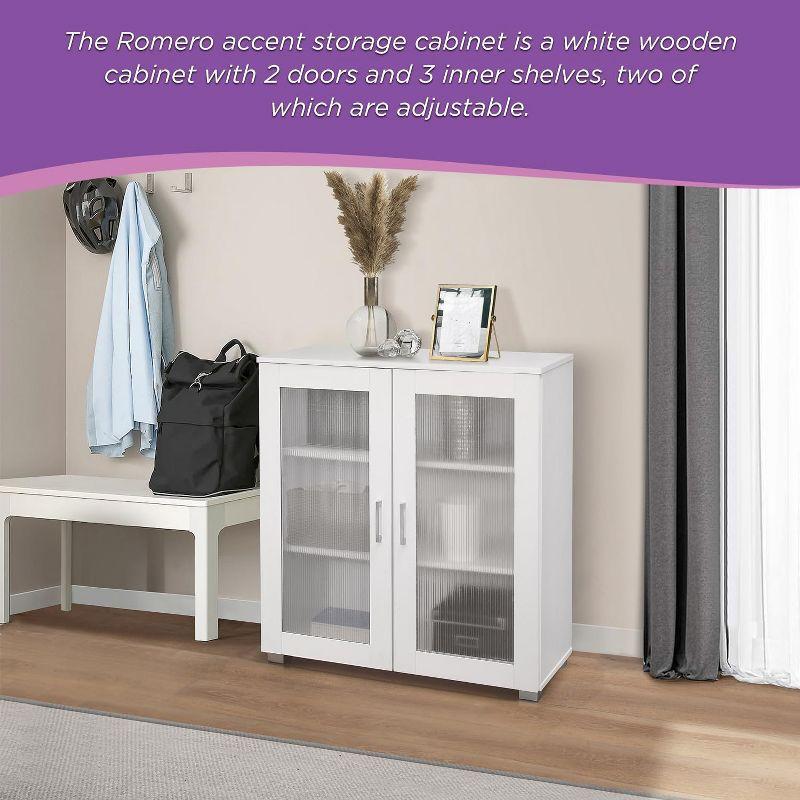 Kings Brand Furniture - 2-Door Accent Storage Cabinet, Sideboard Buffet Floor Storage Cupboard for Kitchen, Dining Room, Living Room, Entryway - White
