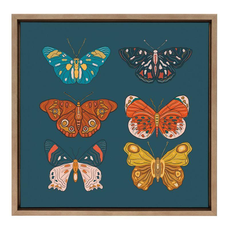 Colorful Butterfly Print on Canvas with Wooden Frame