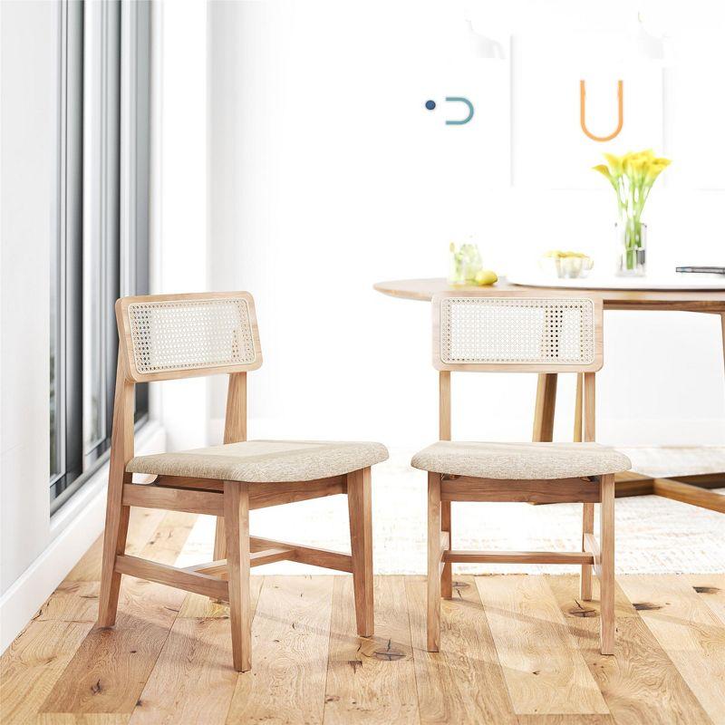 DHP Eleni Cane Dining Chairs, Set of 2, Cream/Seadrift