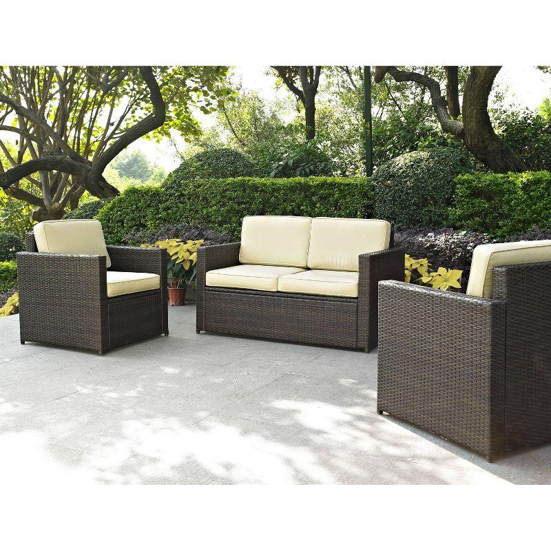 Palm Harbor 3pc All-Weather Wicker Patio Seating Set Sand - Crosley