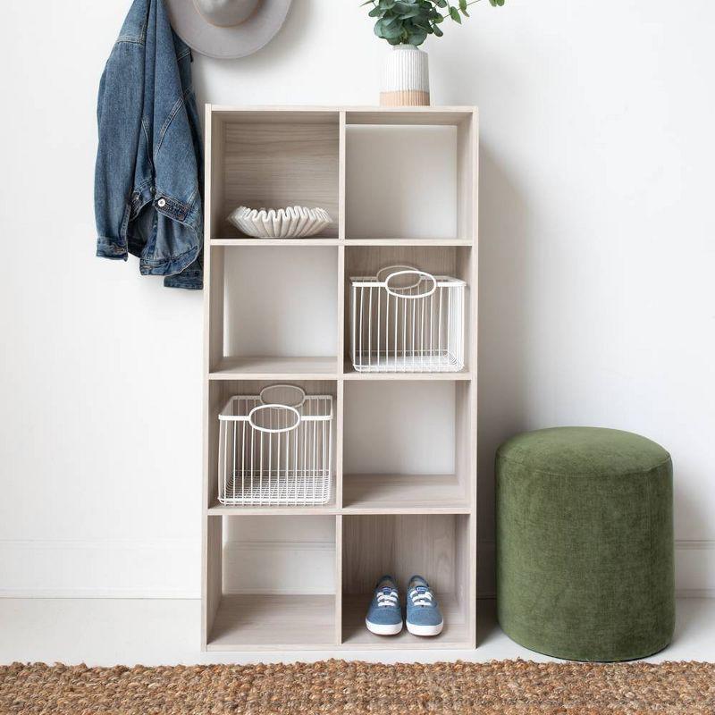 White Oak Transitional 8-Cube Organizer Shelf