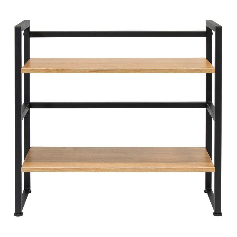 47.5" 4 Shelf or 2 Shelf Stackable Bookshelf Graphite Black/Ashwood - Calico Designs: Modern Metal Frame, Novelty Design