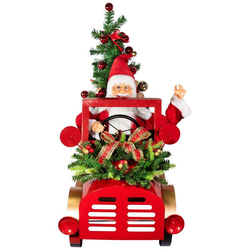 Northlight Seasonal Animated And Musical Santa Driving Vintage Truck Christmas Decoration - 36.5"