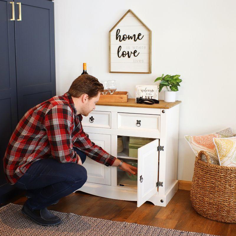 Sunnydaze Kitchen Sideboard Cabinet with 2 Drawers and 2 Doors - Solid Pine Construction