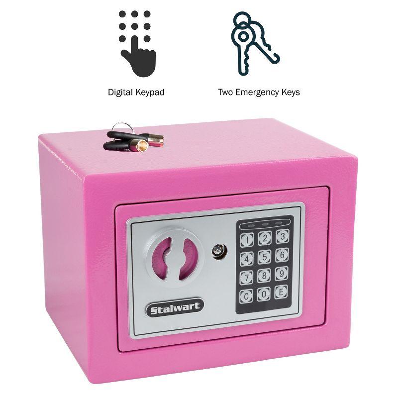 Fleming Supply Digital Security Safe Box for Valuables - Steel Lock Box With Electronic Keypad, Pink