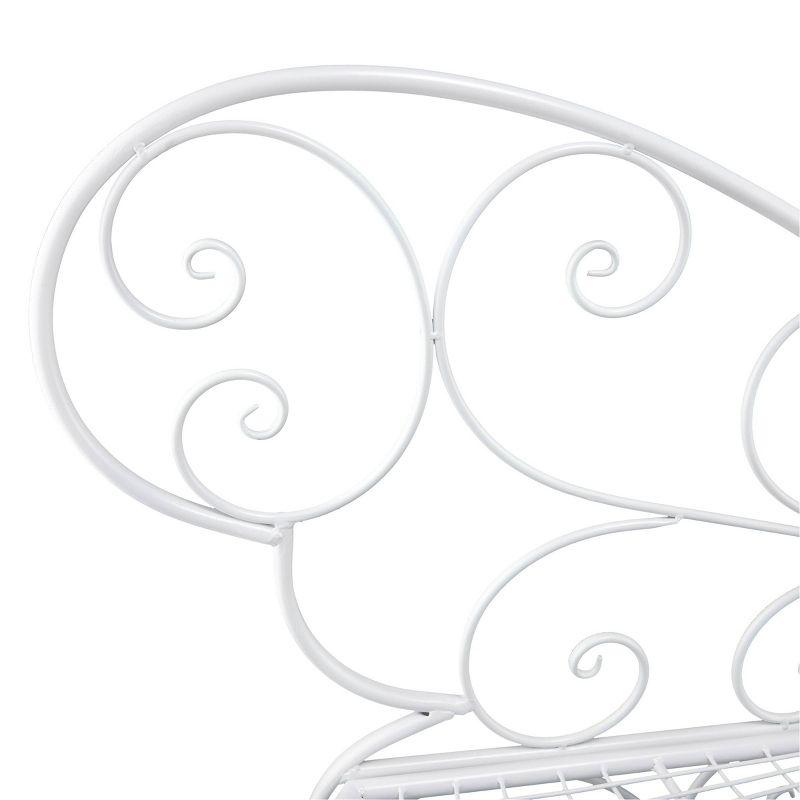38" x 62" Metal Butterfly Outdoor Bench White - Alpine Corporation: Weather-Resistant, Garden Seating