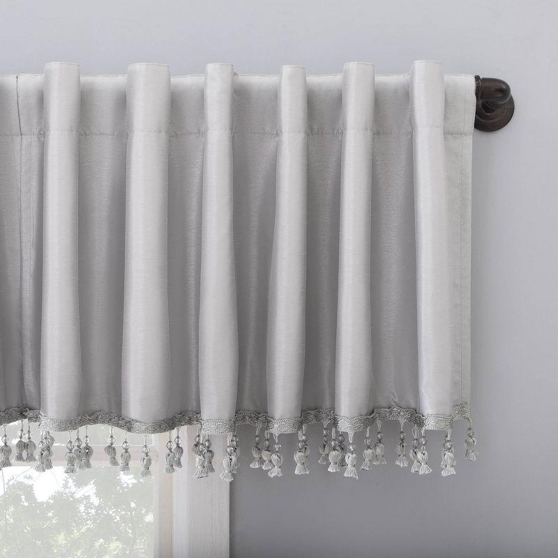 Sun Zero Evelina Faux Dupioni Silk Thermal Extreme 100% Blackout Back Tab Window Valance