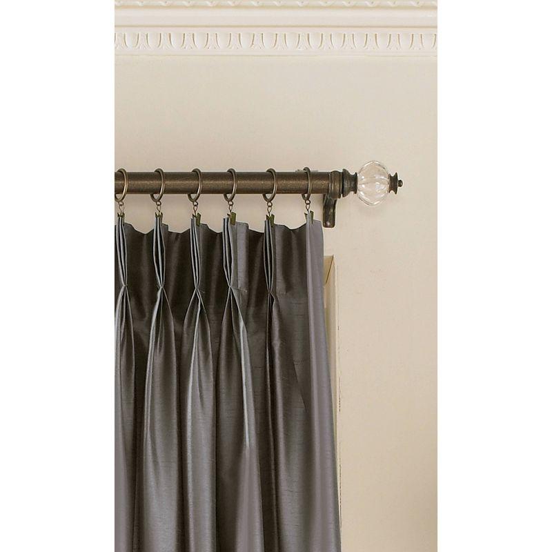 Gray Faux Silk Room Darkening Pleated Curtain Panel