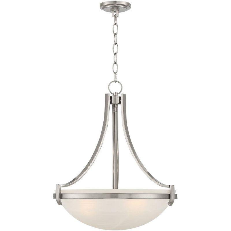 Regency Hill Mallot Brushed Nickel Pendant Chandelier 20" Wide Industrial Champagne Glass Bowl Shade 4-Light Fixture for Dining Room Kitchen Island