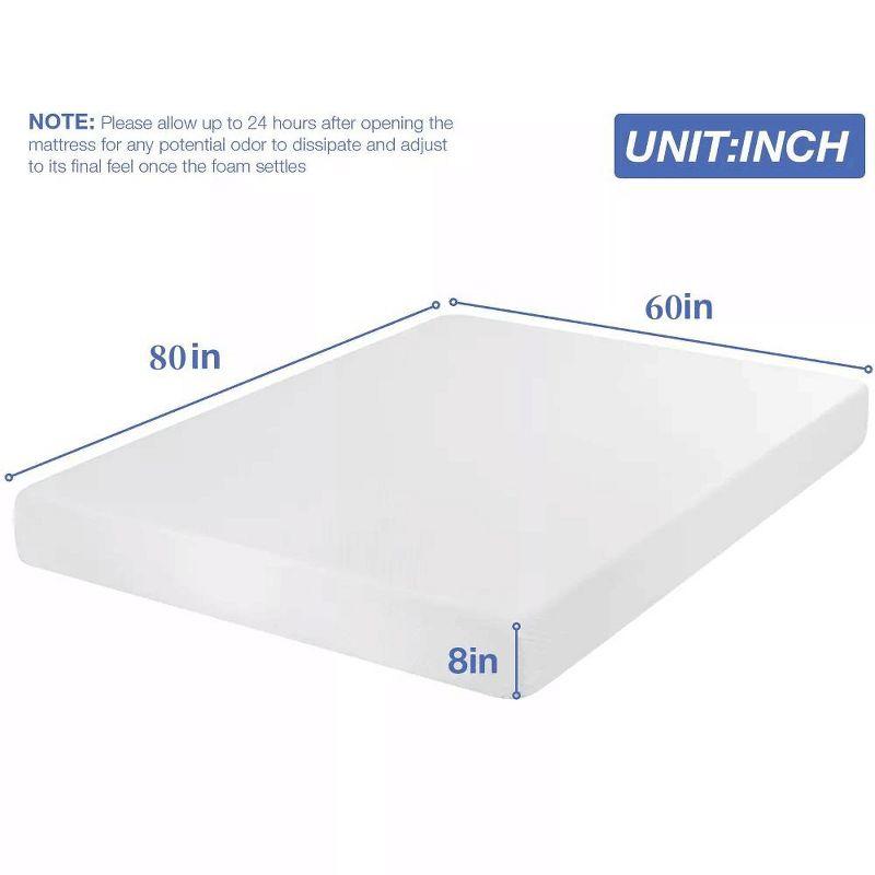 8-Inch White Gel Memory Foam Mattress for Cool Sleep