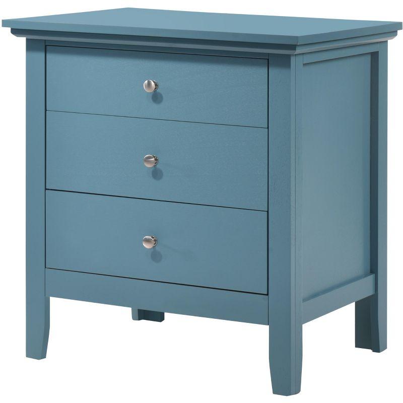 Passion Furniture Hammond 3-Drawer Teal Nightstand (26 in. H x 24 in. W x 18 in. D)