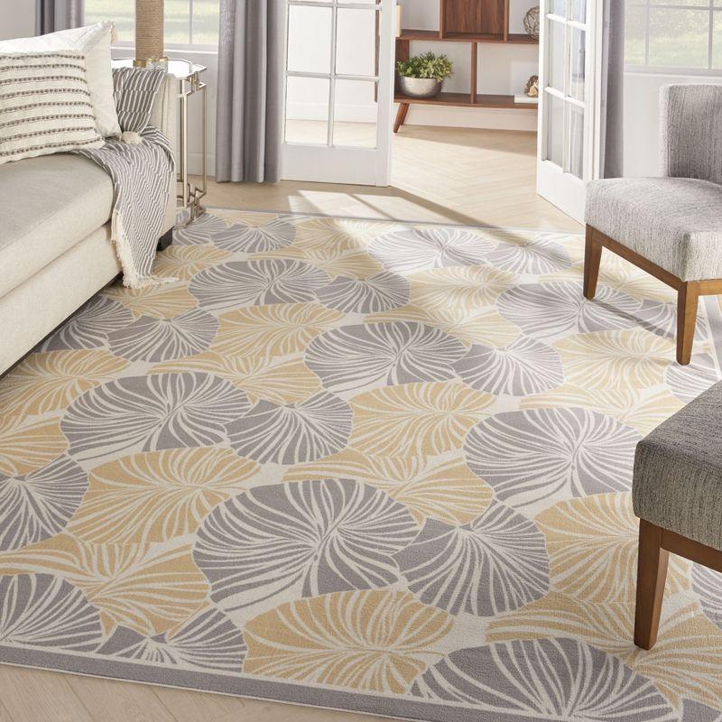 Floral Gray/Yellow Outdoor Area Rug