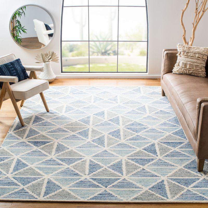 Handcrafted Abstract Blue Wool 8' x 10' Tufted Area Rug