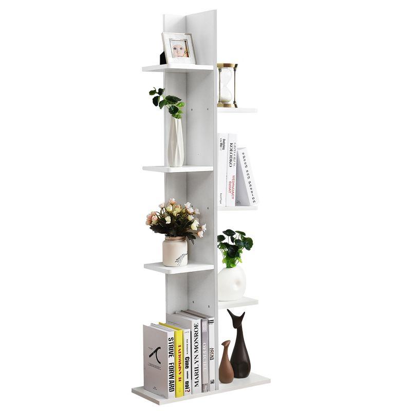 Costway Open Concept Bookshelf Plant Display Shelf Rack Storage Holder Wooden White