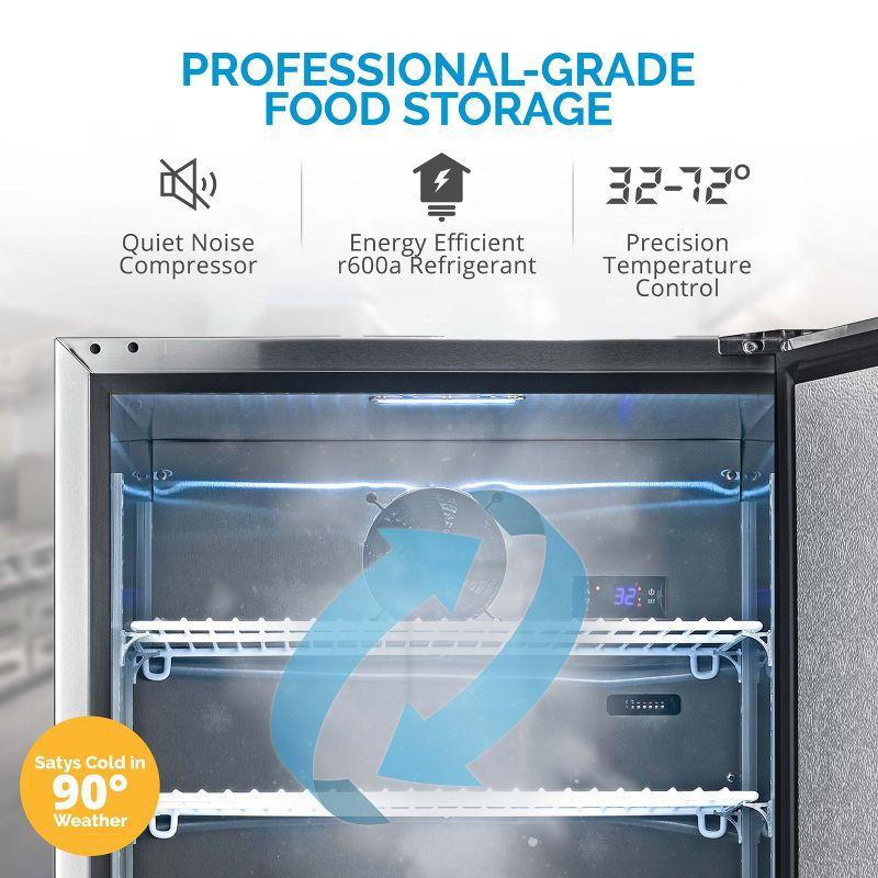 Newair 24" 5.3 Cu. Ft. Commercial Stainless Steel Built-in Beverage Refrigerator, Steel Interior, Weatherproof and Outdoor Rated, ENERGY STAR