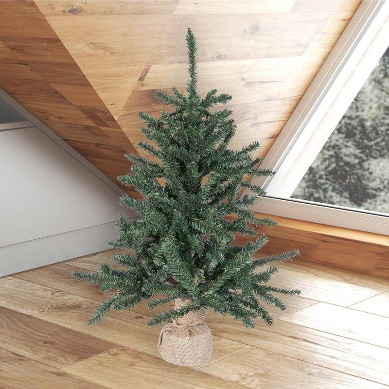 27" Green Pine Artificial Christmas Tabletop Tree with Burlap Base