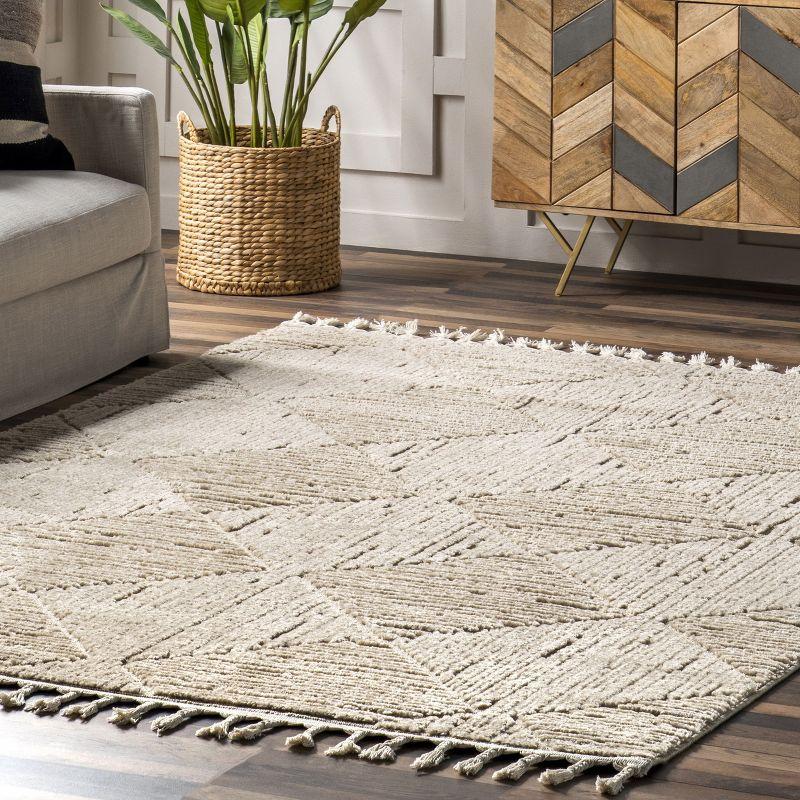 Nuloom Kerry Textured Geometric Tasseled Indoor Area Rug