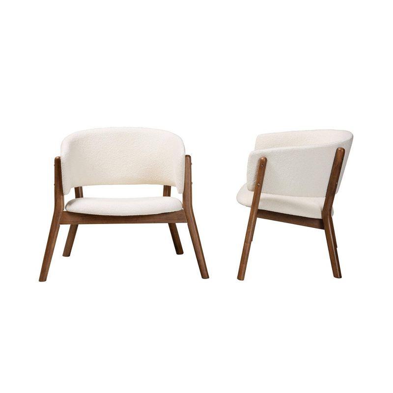 Set of 2 Baron Fabric Upholstered Accent Chairs with Splayed Legs - Baxton Studio: Mid-Century Design, Boucle Fabric