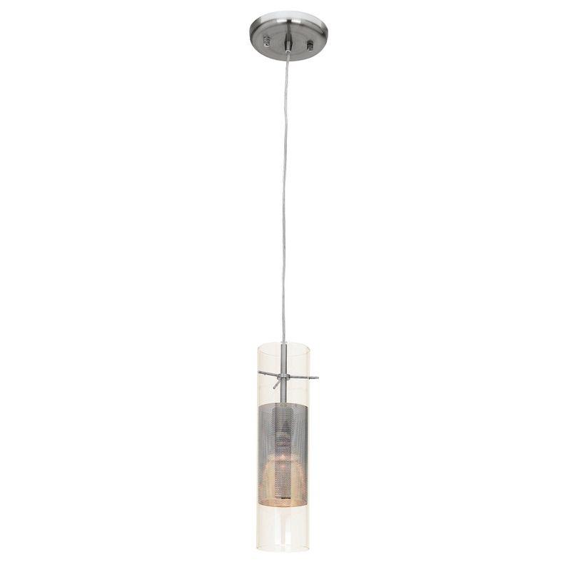 Urban Loft 12" Mini Pendant in Brushed Steel with Clear Glass