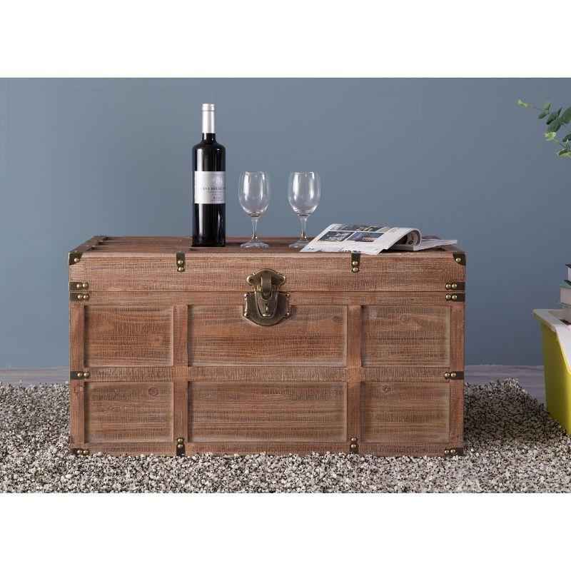 Vintiquewise Wooden Rectangular Lined Rustic Storage Trunk with Latch