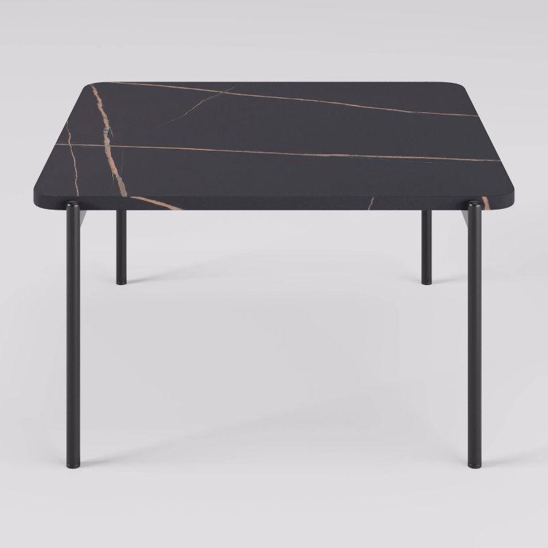 2pc Arlo Coffee Table Set Black Faux Marble - CorLiving: Durable Iron Frame, MDF Top, Modern Design