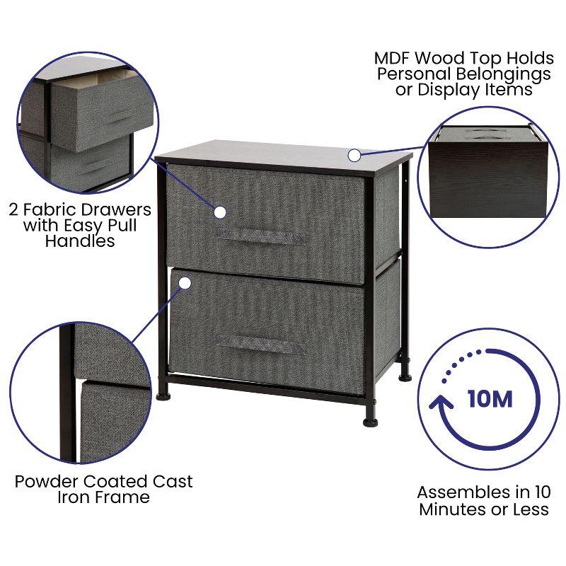 Malone 2 Drawer Storage Stand with Wood Top & Fabric Pull Drawers