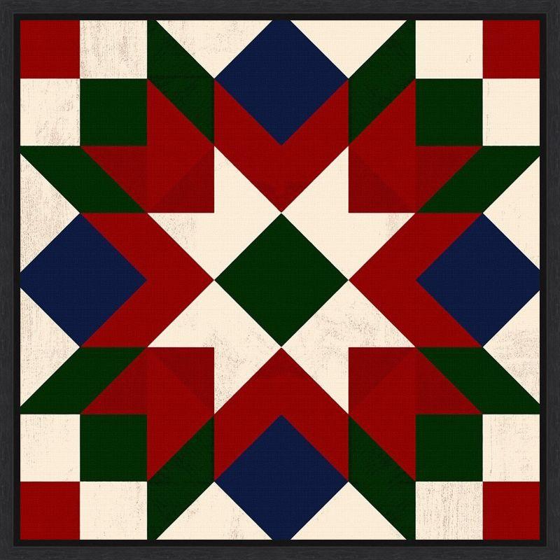 Christmas Barn Quilt IV Red Green and White Canvas Print