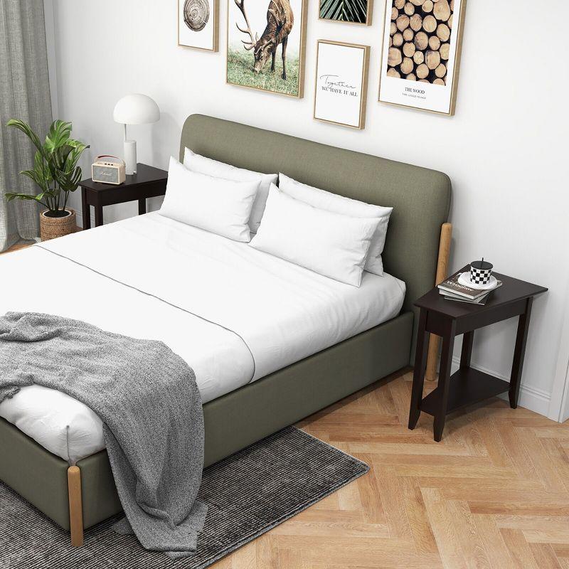 Tangkula 2 PCS 2-Tier End Table Irregular Narrow Sofa Side Nightstand w/ Storage Shelf Espresso