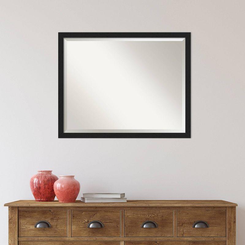 30" x 24" Grace Narrow Brushed Framed Bathroom Vanity Wall Mirror Black - Amanti Art: Wall Mount, Polystyrene Frame