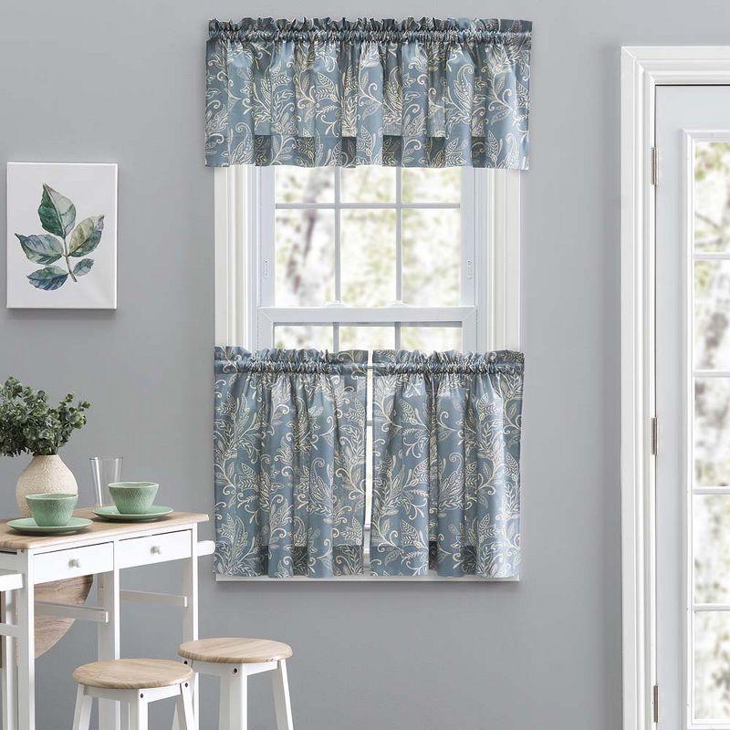 Lexington Blue Leaf Pattern Polyester Rod Pocket Valance