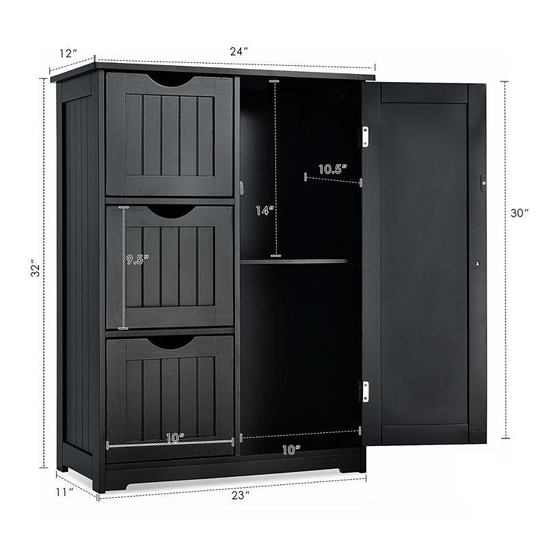 Black MDF Storage Cabinet with Adjustable Shelving