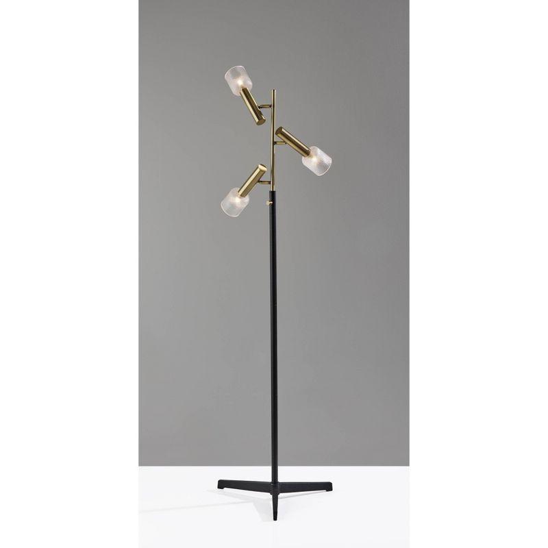 Melvin Antique Brass Floor Lamp (Includes LED Light Bulb) Black - Adesso: Tripod Base, Swivel Glass Shades, Dimmable